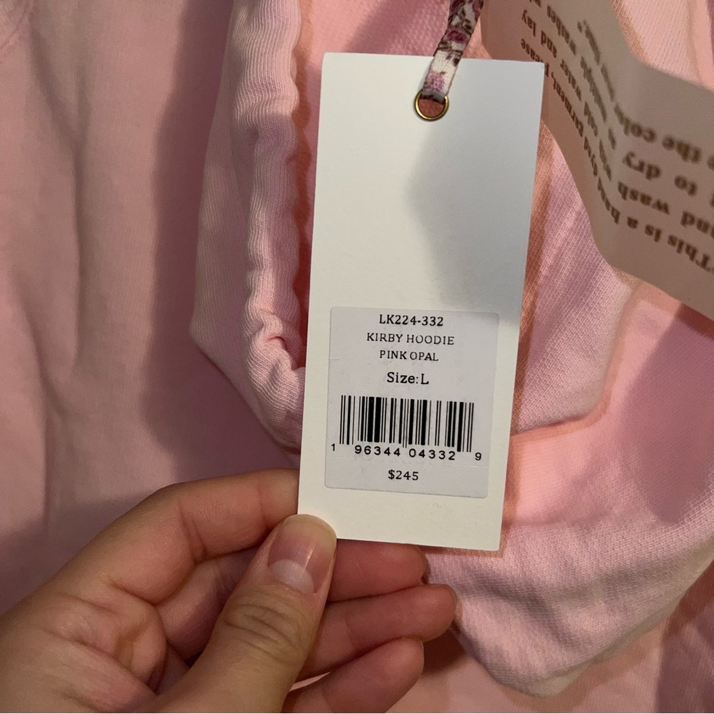 NWT LoveShackFancy Kirby Pink Opal Hoodie with Contrast Elbow Details - Picture 9 of 12